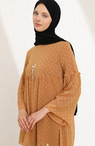 Pıtpıtlı Şifon Tunik 0685-01 Taba