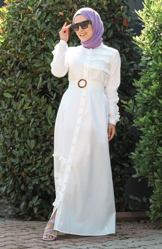 Ecru Hijab Dress 228363-01