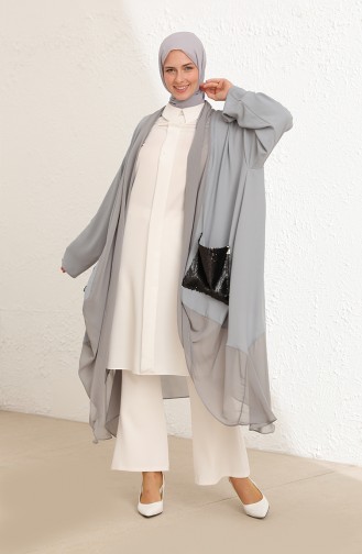 Abaya à Paillettes 1147-01 Gris 1147-01