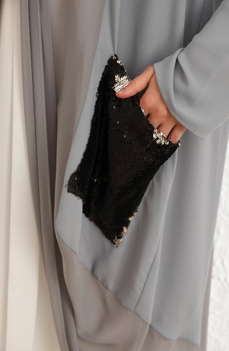 Sequined Abaya 1147-01 Gray 1147-01