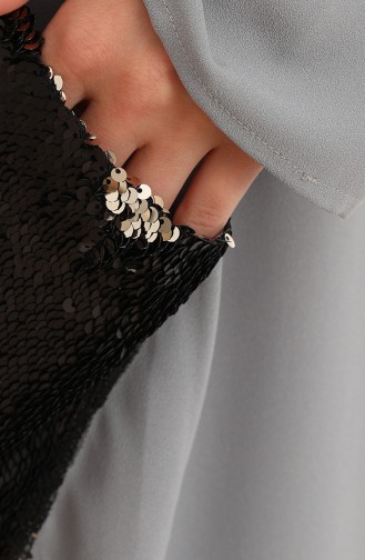 Sequined Abaya 1147-01 Gray 1147-01