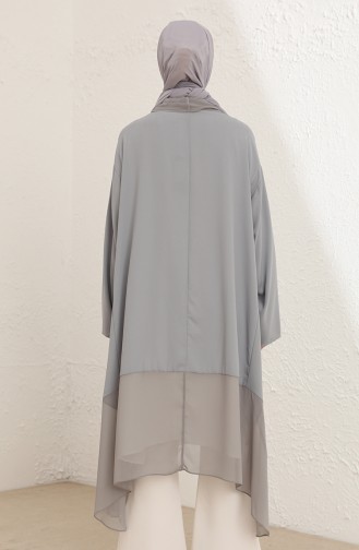 Abaya à Paillettes 1147-01 Gris 1147-01