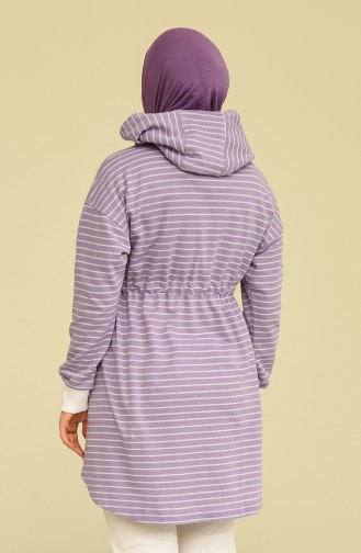 Çizgili Spor Hırka 50372-01 Lila