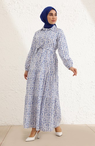 Indigo Hijab Dress 0846-06