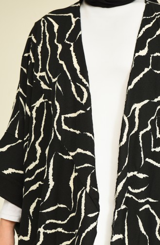 Leopar Desenli Kimono 100-02 Siyah Beyaz
