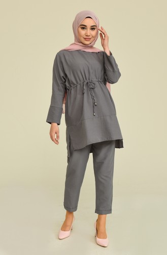 Cotton Tunik Pantolon Takim 6006-01 Gri