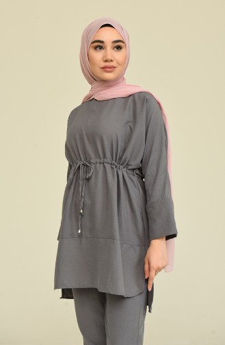 Cotton Tunik Pantolon Takim 6006-01 Gri