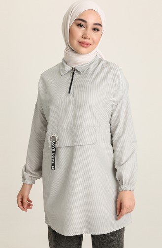 Tofisa Çizgili Tunik 3503-08 Gri