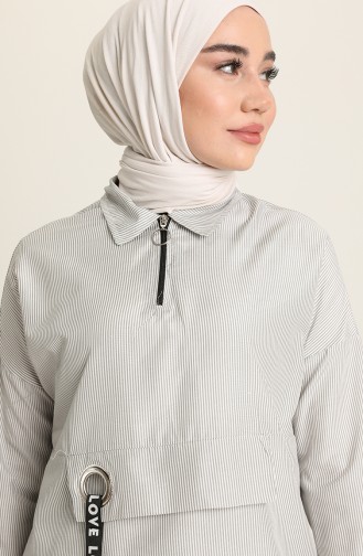 Tofisa Çizgili Tunik 3503-08 Gri