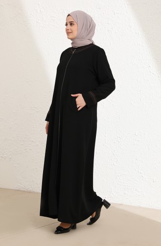 Nakış Islemeli Ferace 0350-02 Siyah