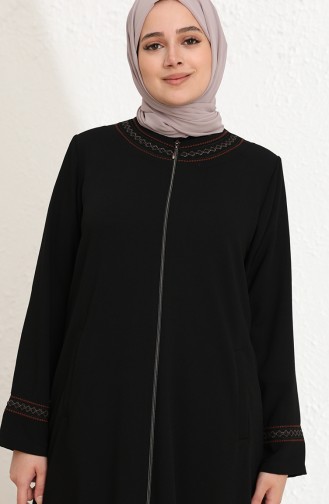 Nakış Islemeli Ferace 0350-02 Siyah
