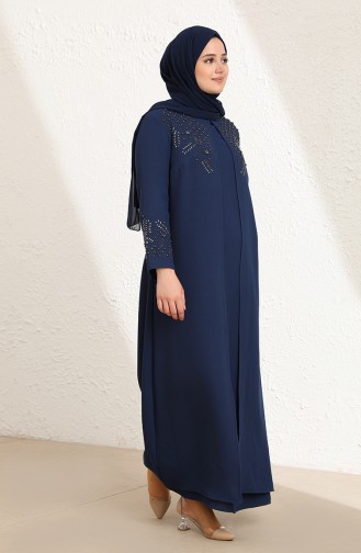 Indigo Hijab-Abendkleider 0008-01