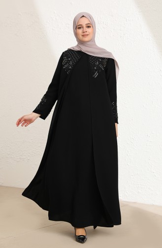 Schwarz Hijab-Abendkleider 0008-03