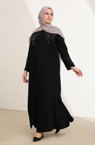 Schwarz Hijab-Abendkleider 0008-03