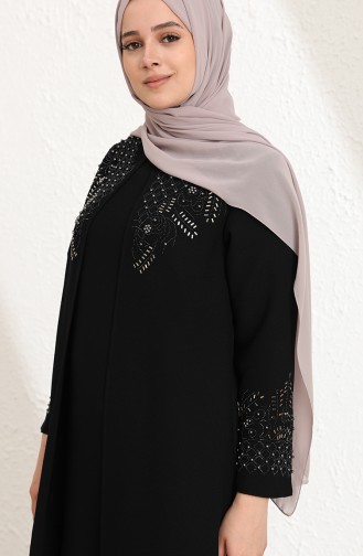 Schwarz Hijab-Abendkleider 0008-03