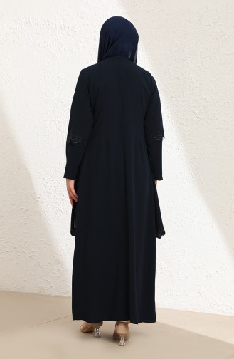 Büyük Beden Taş Baskılı Elbise 4001-01 Lacivert
