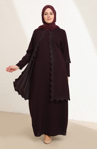 Purple Hijab Evening Dress 4001-02