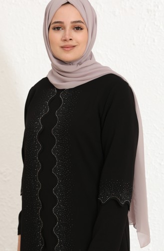 Black Hijab Evening Dress 4001-03