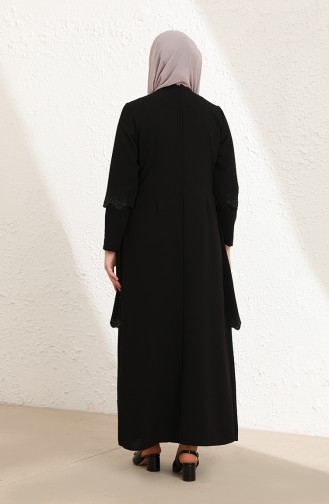 Black Hijab Evening Dress 4001-03