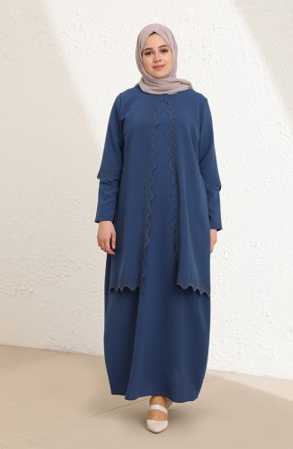 Indigo Hijab Evening Dress 4001-04