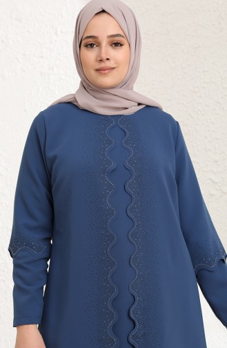 Indigo Hijab Evening Dress 4001-04
