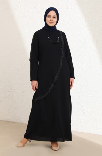 Dunkelblau Hijab-Abendkleider 4003-01