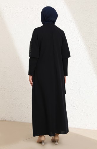 Navy Blue Hijab Evening Dress 4003-01