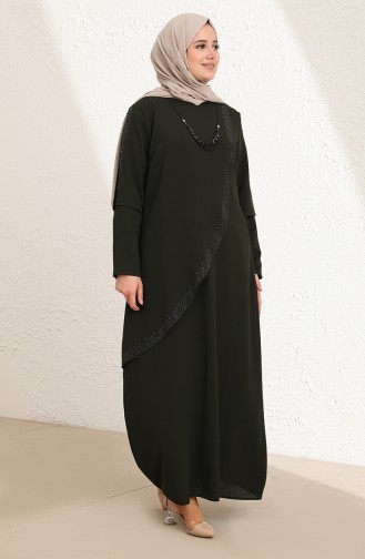 Khaki İslamitische Avondjurk 4003-02