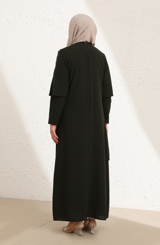 Khaki Hijab Evening Dress 4003-02