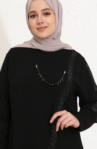 Black Hijab Evening Dress 4003-04