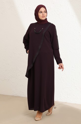 Purple Hijab Evening Dress 4003-05