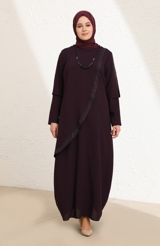 Purple Hijab Evening Dress 4003-05