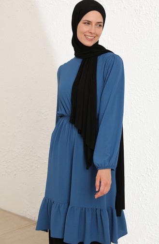 Büzgülü Tunik 4337-02 İndigo