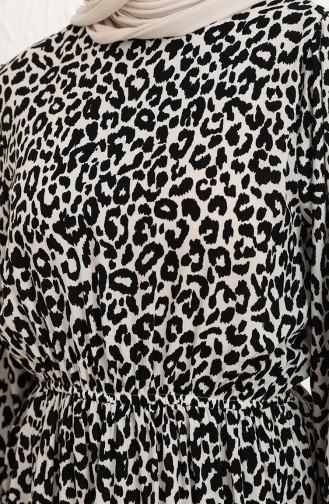 Eteği Fırfırlı Tunik 4340-01 Beyaz Siyah