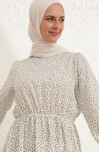 Büzgülü Tunik 4346-02 Ekru Siyah