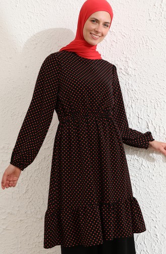 Büzgülü Tunik 4346-04 Siyah Oranj