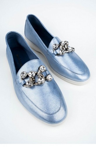 Blue Woman Flat Shoe 3472.Mavi