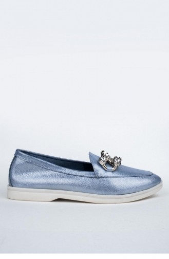 Blue Woman Flat Shoe 3472.Mavi