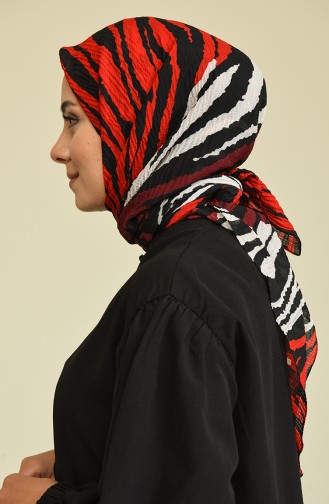 Zebra Desenli Mio Eşarp 13181-13 Bordo Kırmızı