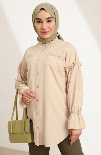 Beige Overhemdblouse 0095-01