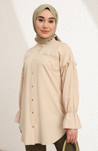 Beige Overhemdblouse 0095-01