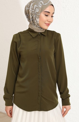 Khaki Overhemdblouse 3009-06