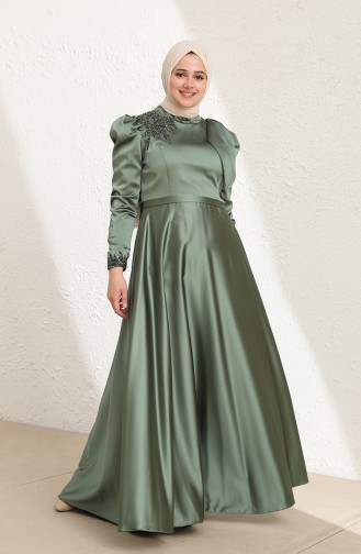 Green Almond Hijab Evening Dress 6035-02