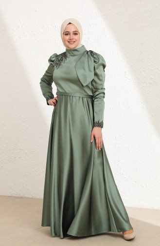 Green Almond Hijab Evening Dress 6035-02