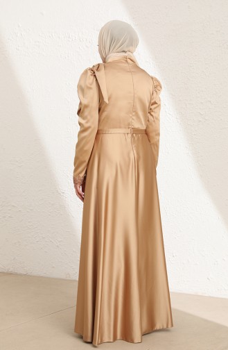 Gold Hijab Evening Dress 6035-03