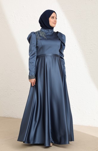 Indigo Hijab Evening Dress 6035-04