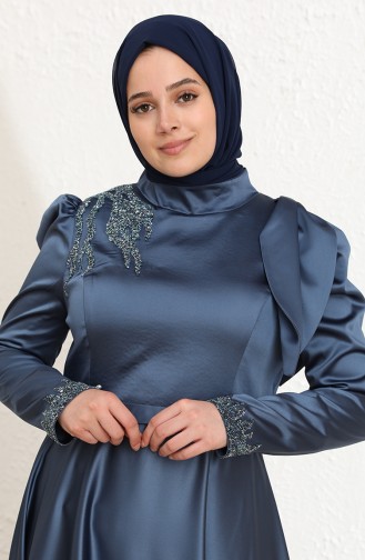 Indigo Hijab Evening Dress 6035-04