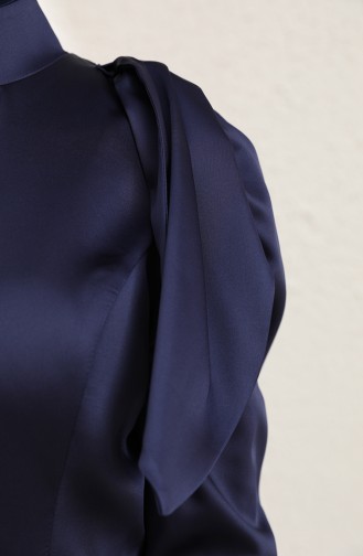 Navy Blue Hijab Evening Dress 6035-05