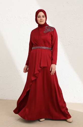 Claret red İslamitische Avondjurk 6037-01