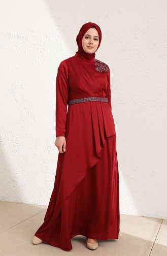 Claret red İslamitische Avondjurk 6037-01